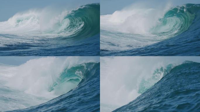 强大的海浪破裂大海海边海水海浪花翻滚波涛