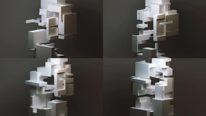 几何组合和减法形成抽象、详细的形状变化。