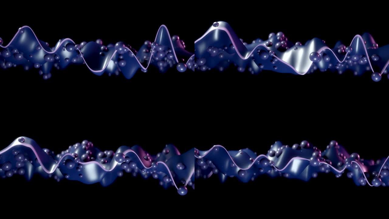4k抽象分子网。高低起伏波动波浪变幻变化