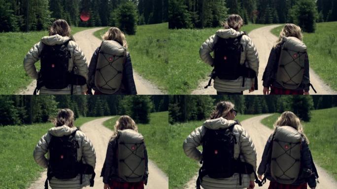 年轻夫妇的山地冒险。夏日