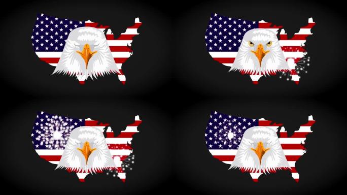 美国地图与鹰动画