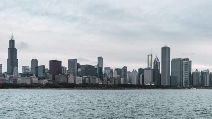 早上有云的芝加哥天际线的T/L ZI视图/伊利诺伊州芝加哥