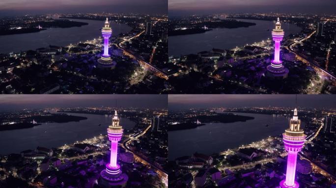 泰国samutprakarn省4k分辨率鸟瞰塔和城市景观