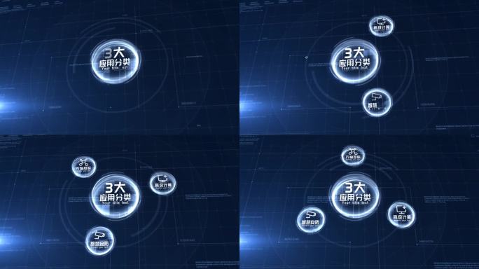 【3】环形蓝色科技信息分类演示AE模板