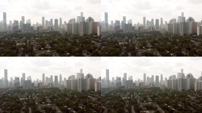 一个普通的、不起眼的大都市的空中建立镜头。