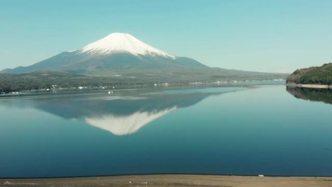 山中湖和富士山无人机拍摄