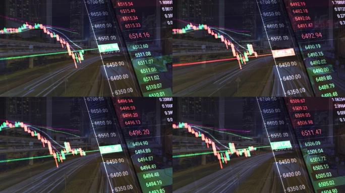 T/L WS香港金融区夜间和股票金融概念延时