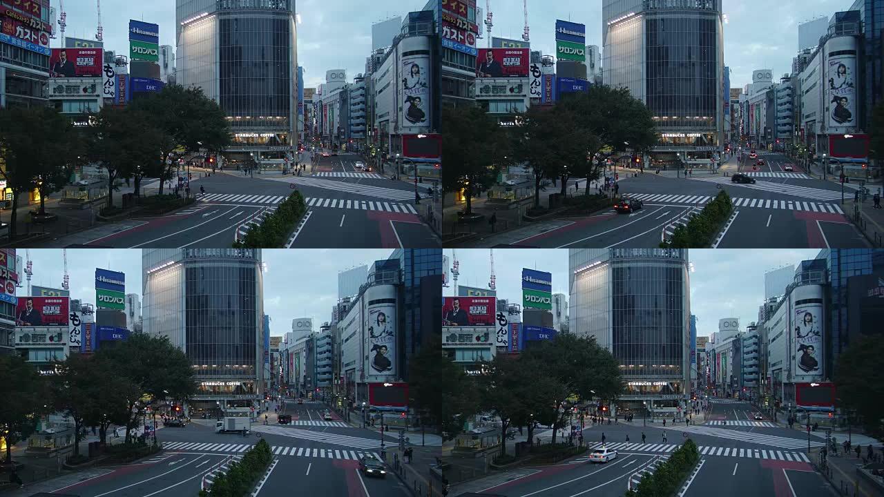 4k延时拍摄日本东京涩谷穿越的多莉。