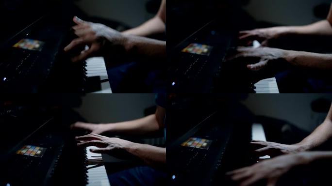 音乐家弹钢琴弹琴练琴特写镜头