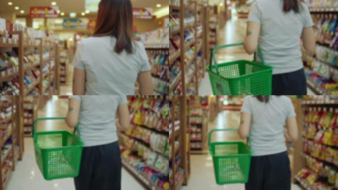 亚洲女性在超市购物，