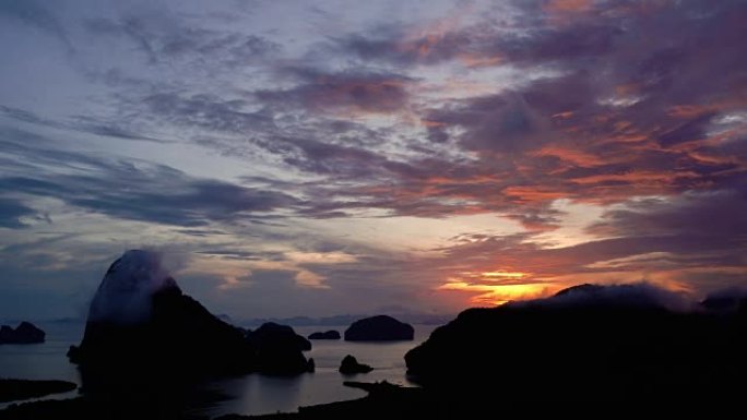 4k镜头日出时Samed Nang Chee视点的奇妙景观场景，自然旅行和度假概念