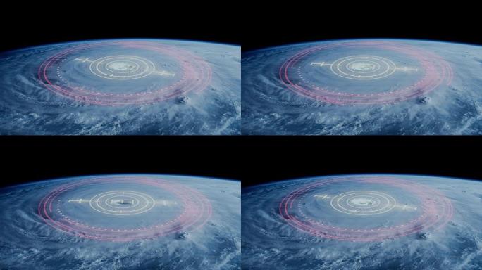 4k飓风跟踪概念。