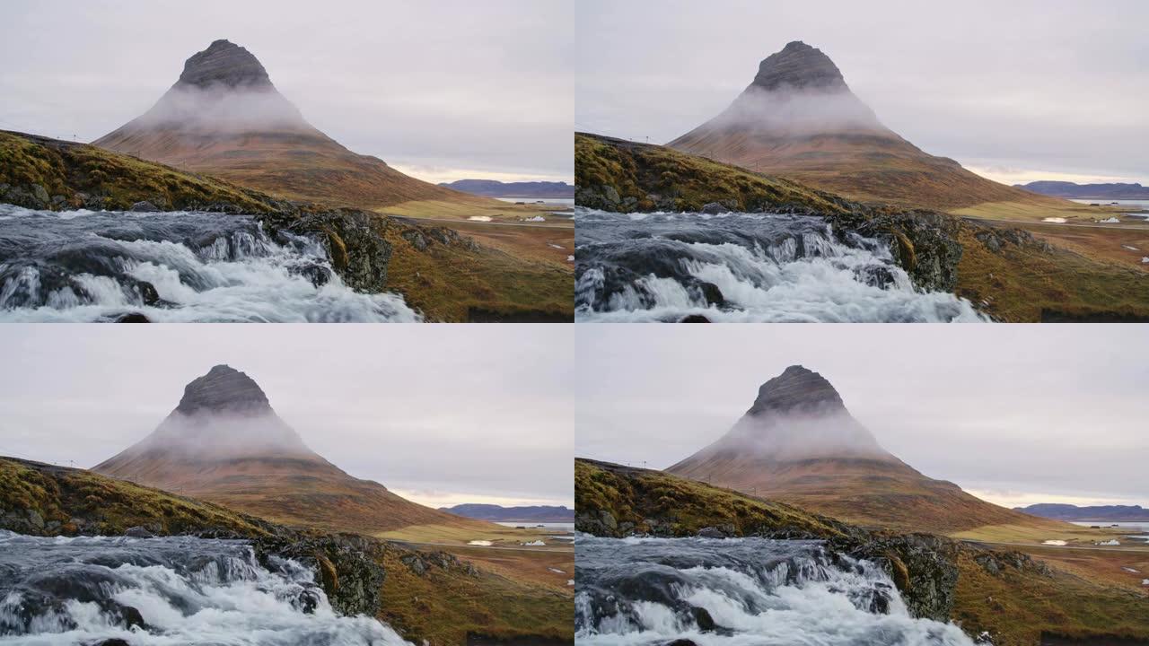 冰岛柯克朱费尔山和柯克朱费尔斯瀑布