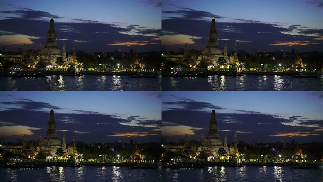 实时:黎明寺(Wat Arun Temple)在黄昏时间，曼谷，泰国。