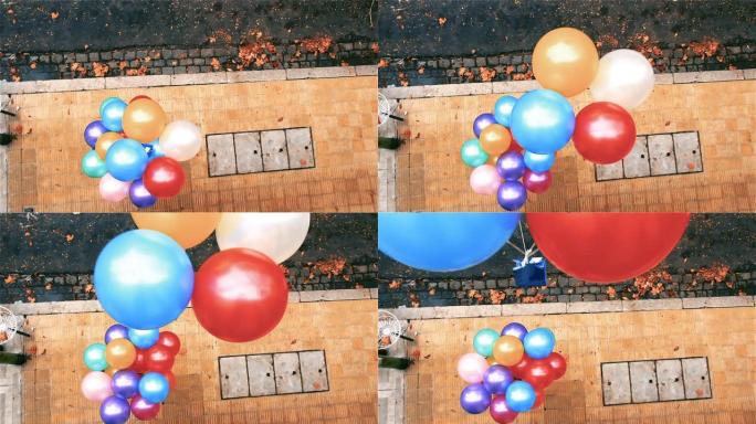 五颜六色的氦气球，儿童节日。