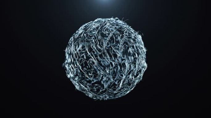 由细铁丝制成的抽象美丽球体。铁球围绕其轴线旋转。