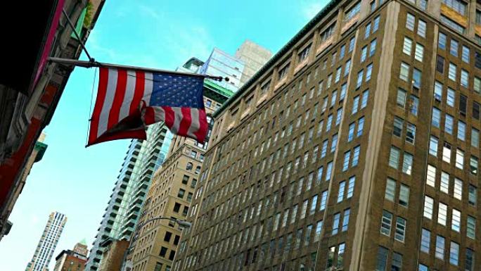 纽约大楼上的美国国旗