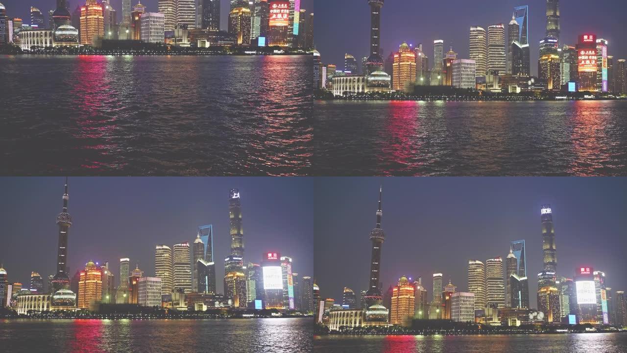 晚上的上海天际线电影倾斜视频
