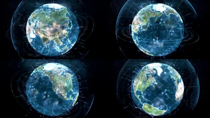 未来的高科技星球蓝色星球数字地区科技地球