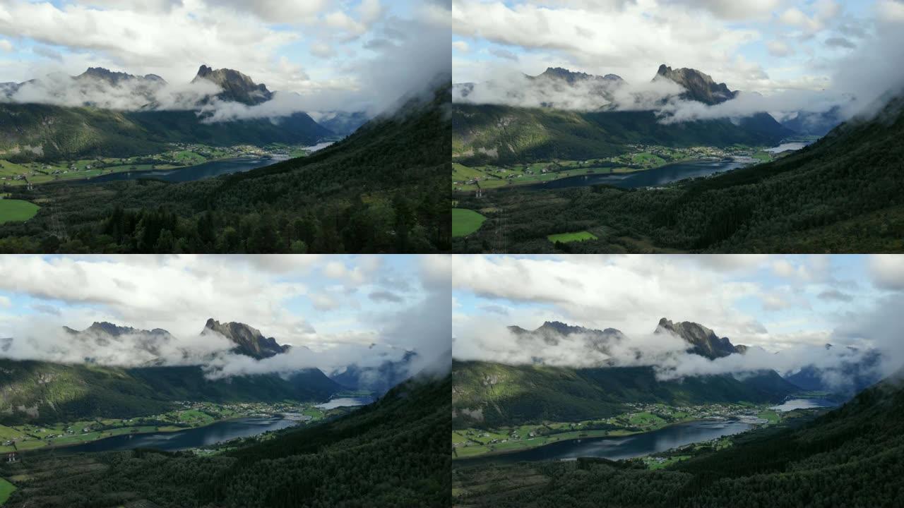 山谷的鸟瞰图。Straumgjerde在挪威