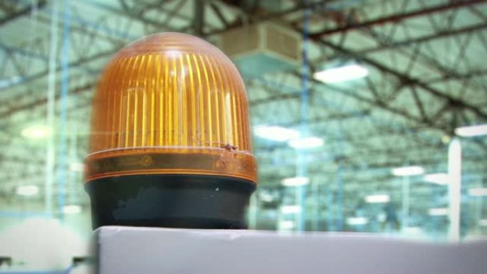 Warning Yellow Light In A Factory Plant (Caution S