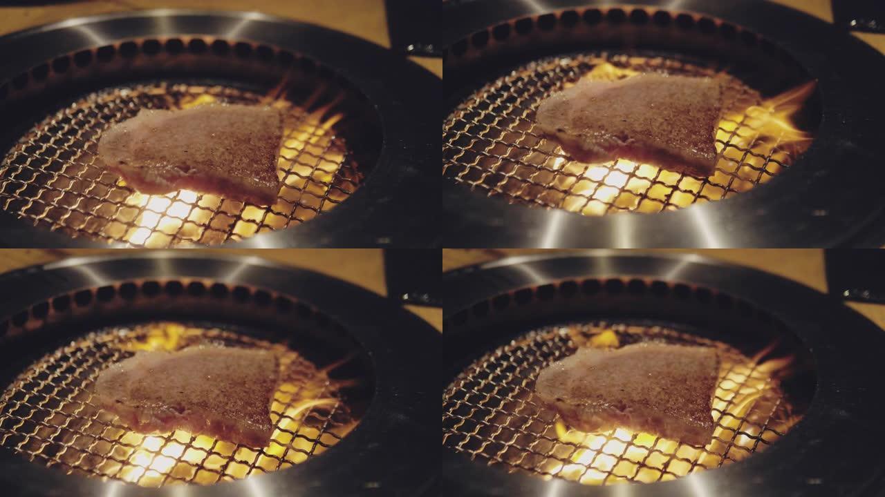 慢动作: 牛肉烧烤烤肉