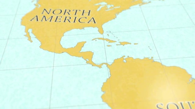 世界复古风格地图-北美到南美