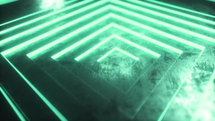 运动中的抽象发光金属立方表面。立方体上下移动的无缝循环3d动画。业务演示的摘要背景
