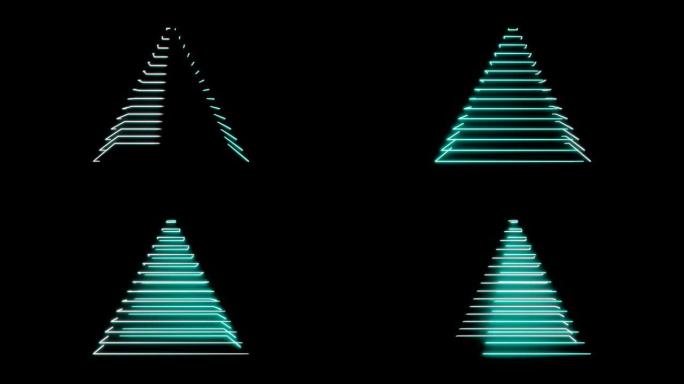 4k抽象数字霓虹金字塔。