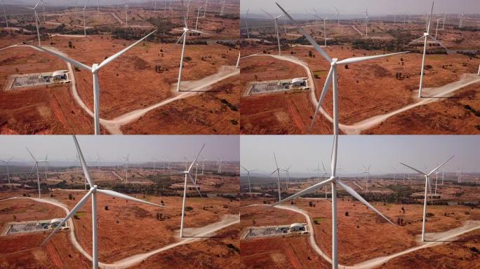 风力发电机风车替代能源的航拍