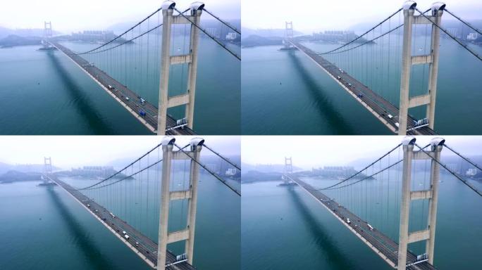 香港雾天的青马大桥