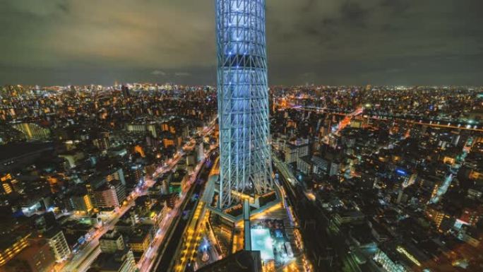 日本东京Skytree城市景观的时间流逝