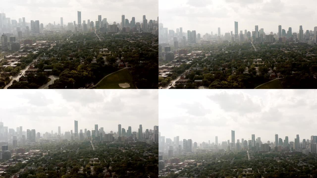 一个普通的、不起眼的大都市的空中建立镜头。