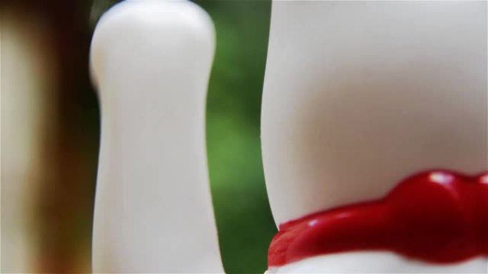 白色幸运猫，Maneki-Neko，后视图。特写。