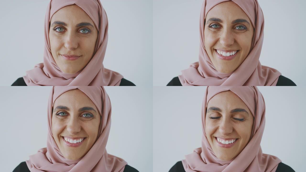 一个幸福的穆斯林妇女的肖像
