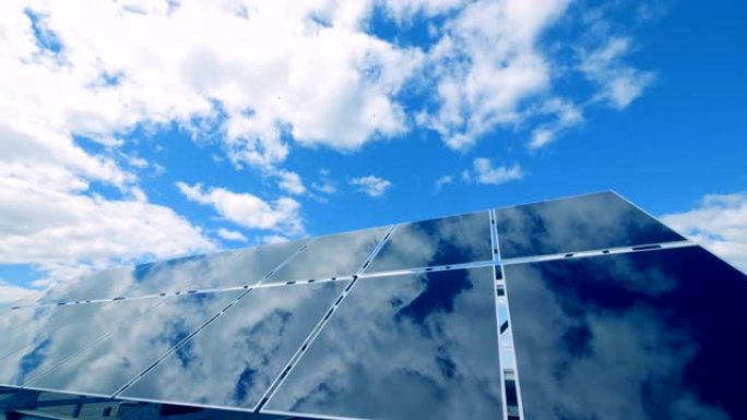 建筑物屋顶上的太阳能发电机，关闭。绿色能源概念。