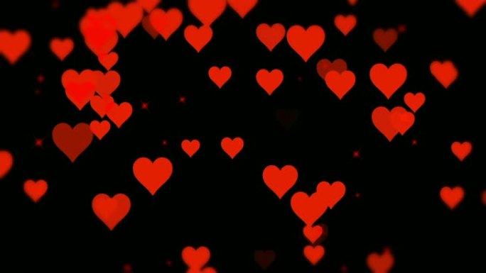 4k情人节的黑色和红色明亮背景可循环