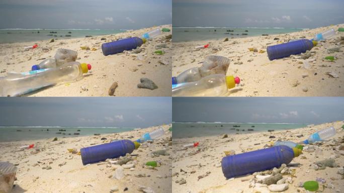 特写: Himmafushi上的异国海滩被不负责任的人乱扔垃圾摧毁