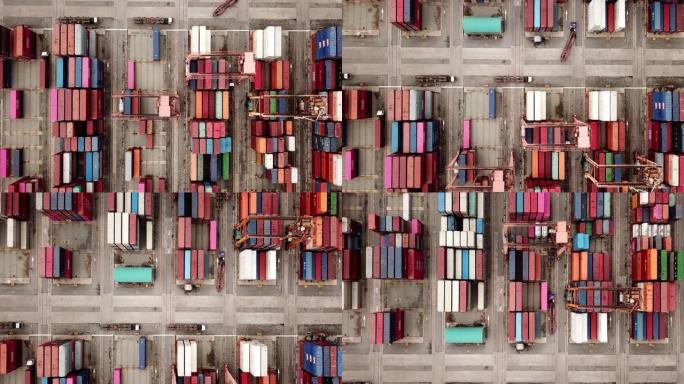 货物和集装箱的鸟瞰图，运输概念