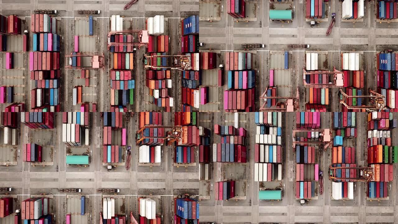 货物和集装箱的鸟瞰图，运输概念