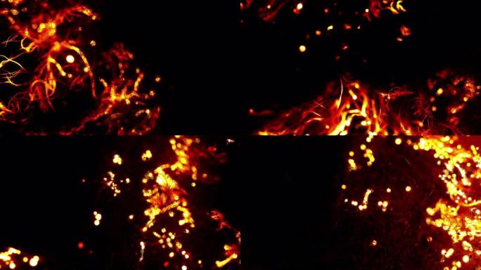 火花穿过。钢丝绒燃烧。