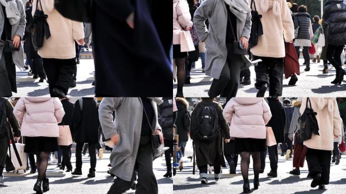 日本商人步行上班升格慢动作慢镜头人潮人海