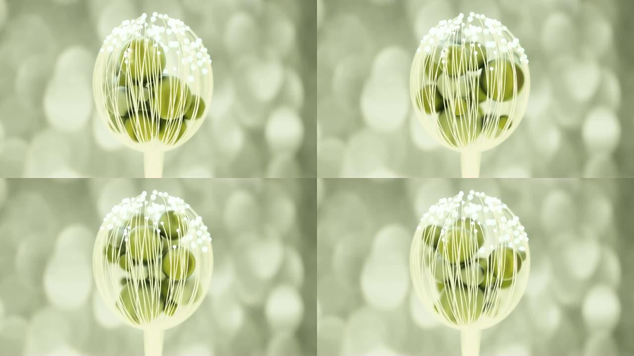 4k带球体的抽象花。