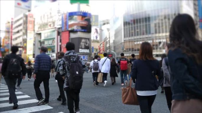 涩谷行走城市交通高密度人流通勤压力