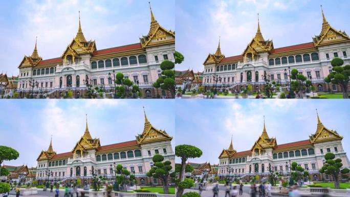 4K.泰国曼谷大皇宫著名景点的时间流逝地标