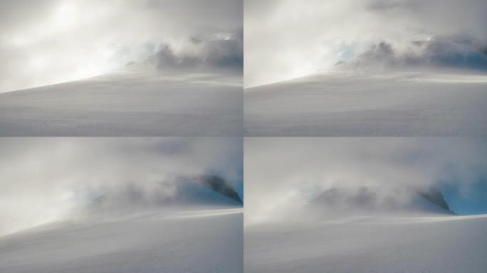 雪山、雪地滑梯的鸟瞰图