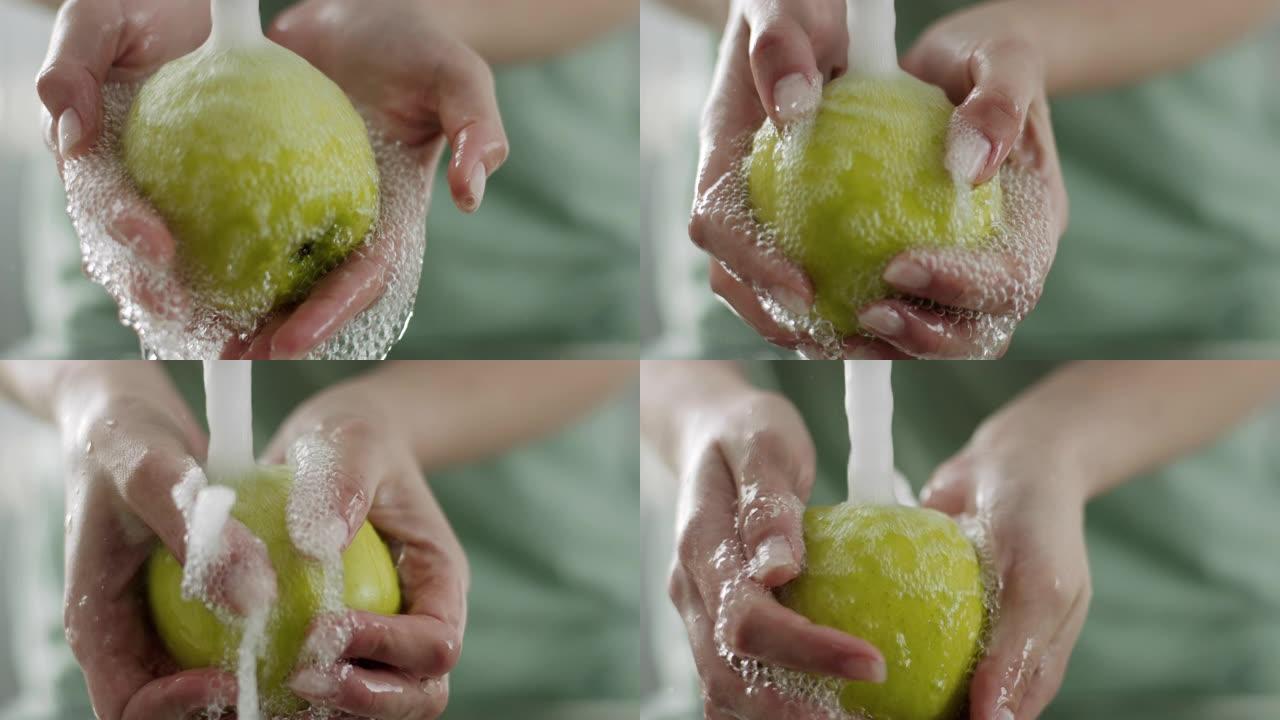 洗苹果清洗苹果水果手掌