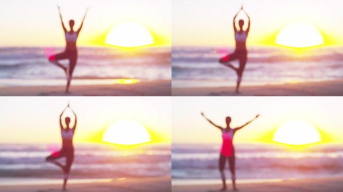 了解你的灵魂休闲练瑜伽沙滩夕阳落日