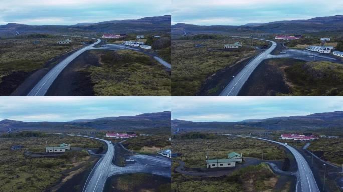 冰岛城市的鸟瞰图农村马路房屋视频素材航拍