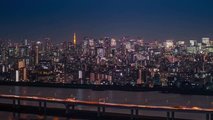 东京夜间的天际线东京日本沿海城市